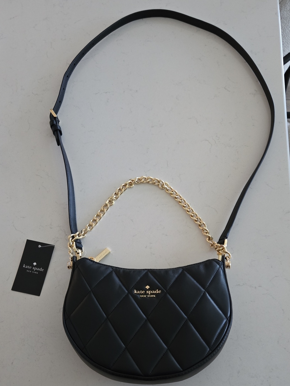 NWT KATE SPADE Carey Smooth Quilted Purse Bag Crosssbody & Chain Strap
